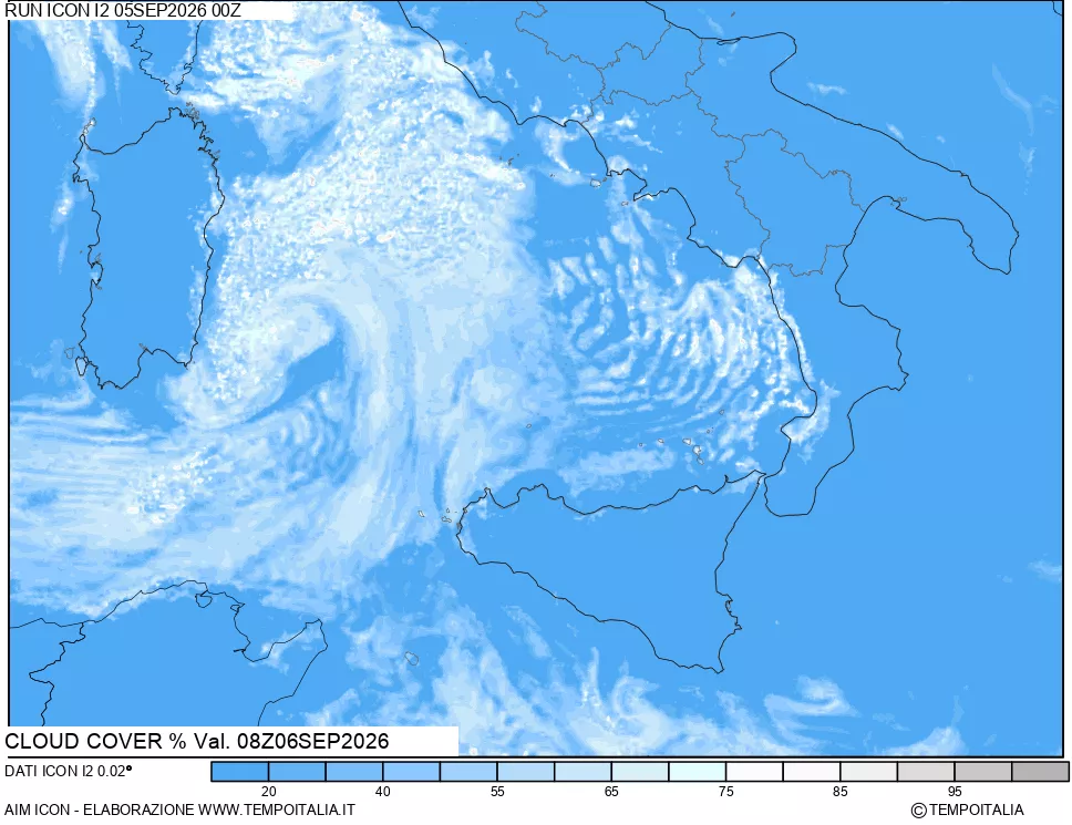 mappa Nuvolosit&agrave; totale