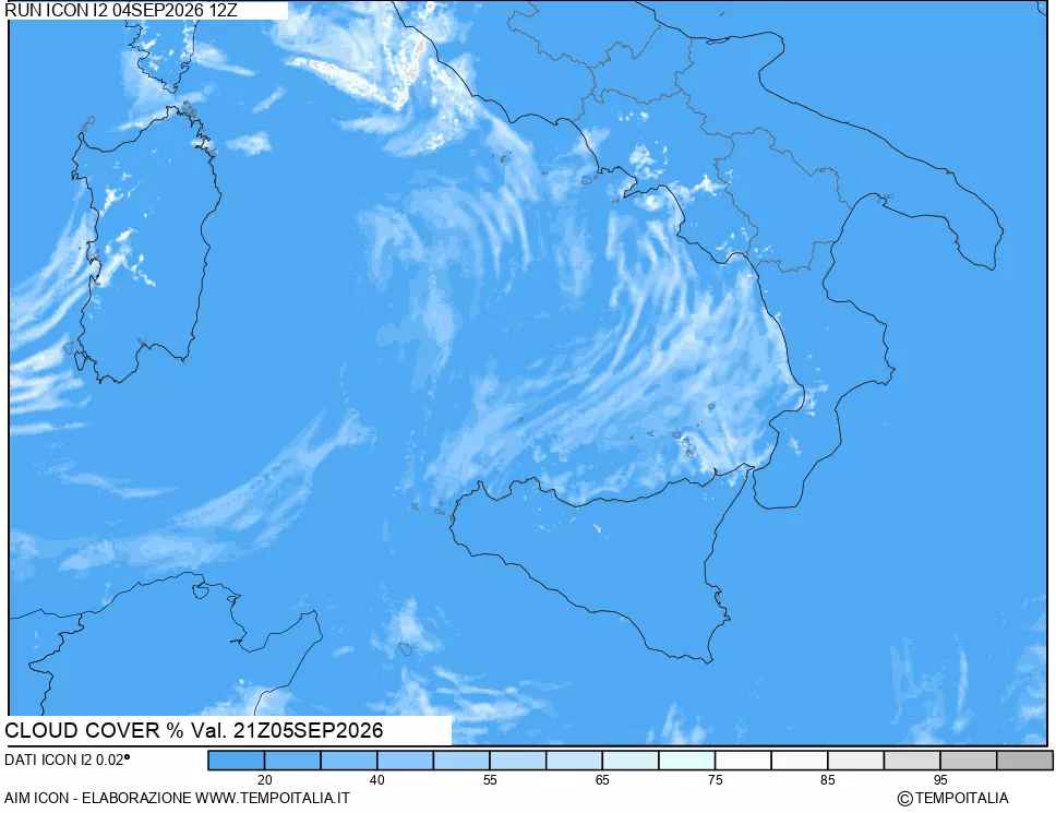 mappa Nuvolosit&agrave; totale