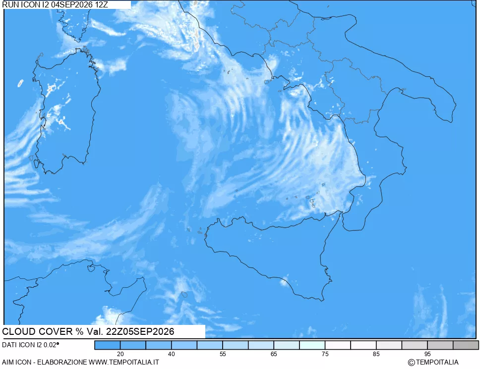 mappa Nuvolosit&agrave; totale