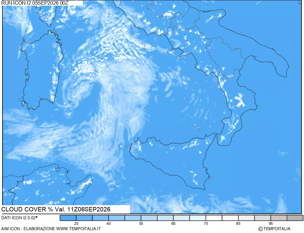 mappa Nuvolosit&agrave; totale