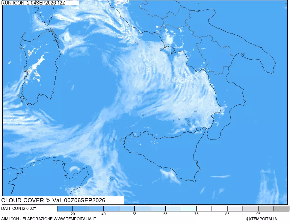 mappa Nuvolosit&agrave; totale