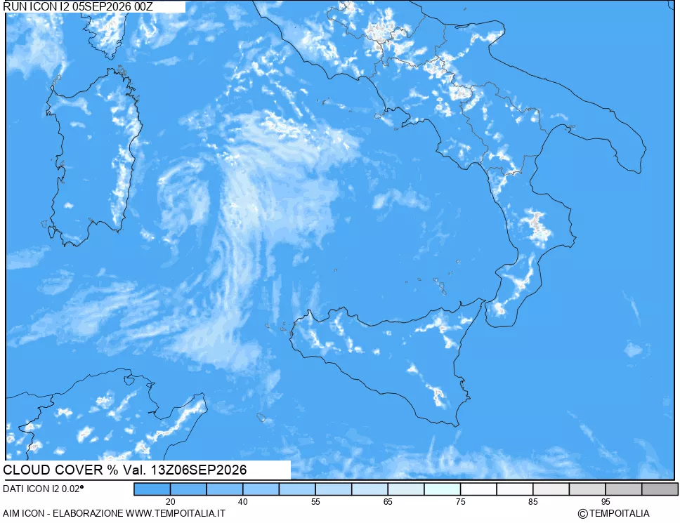 mappa Nuvolosit&agrave; totale