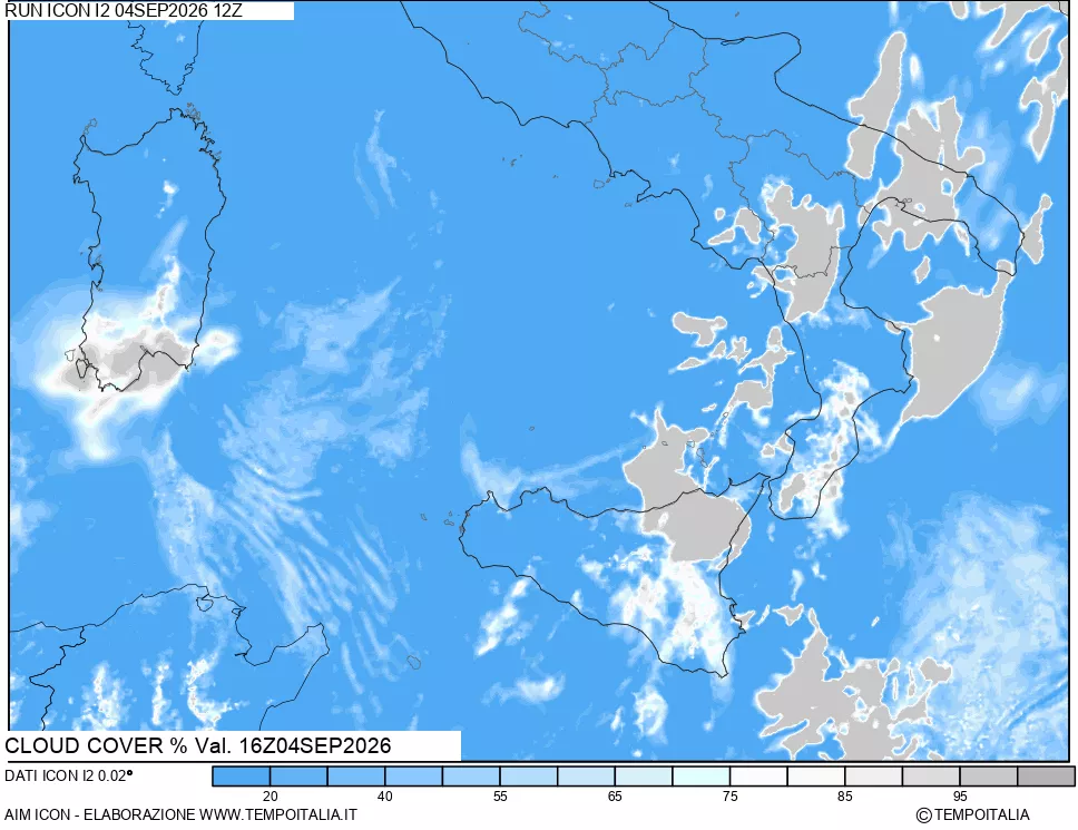 mappa Nuvolosit&agrave; totale