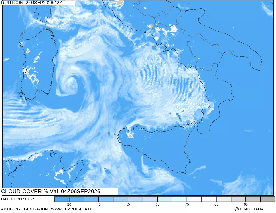 mappa Nuvolosit&agrave; totale