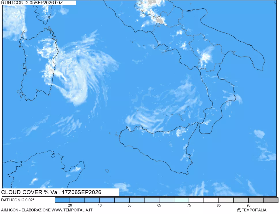 mappa Nuvolosit&agrave; totale