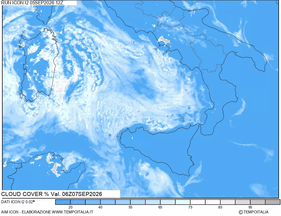 mappa Nuvolosit&agrave; totale