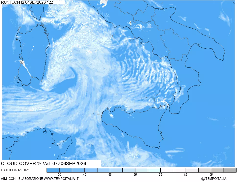 mappa Nuvolosit&agrave; totale