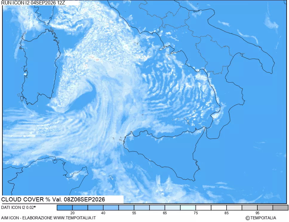 mappa Nuvolosit&agrave; totale