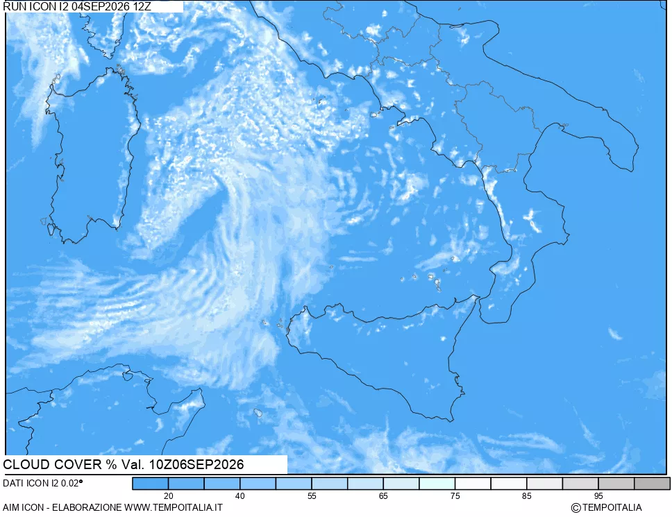 mappa Nuvolosit&agrave; totale