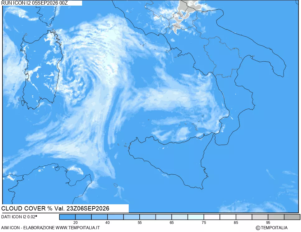 mappa Nuvolosit&agrave; totale