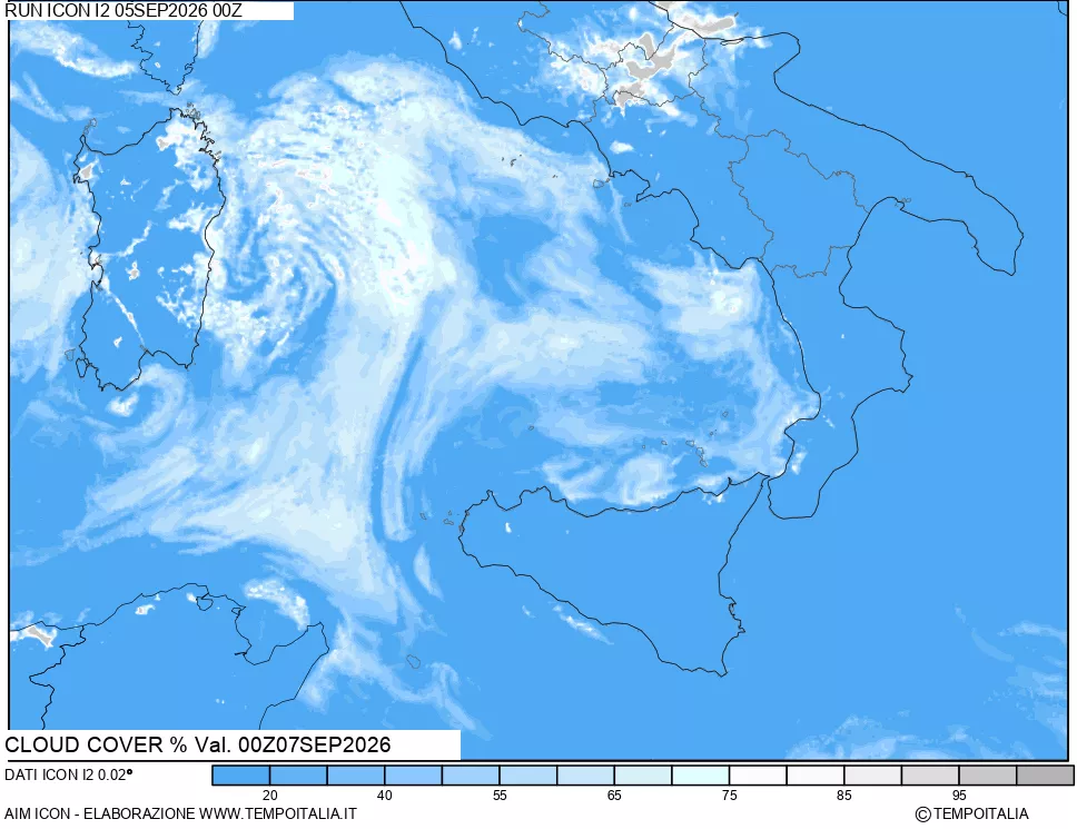 mappa Nuvolosit&agrave; totale
