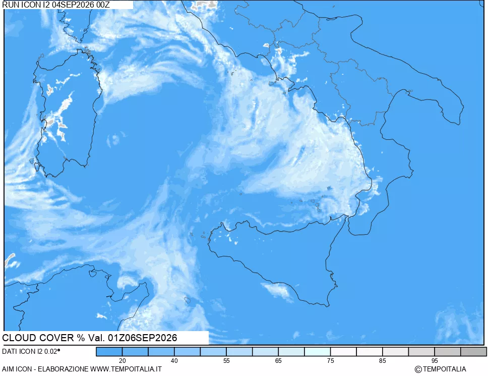 mappa Nuvolosit&agrave; totale
