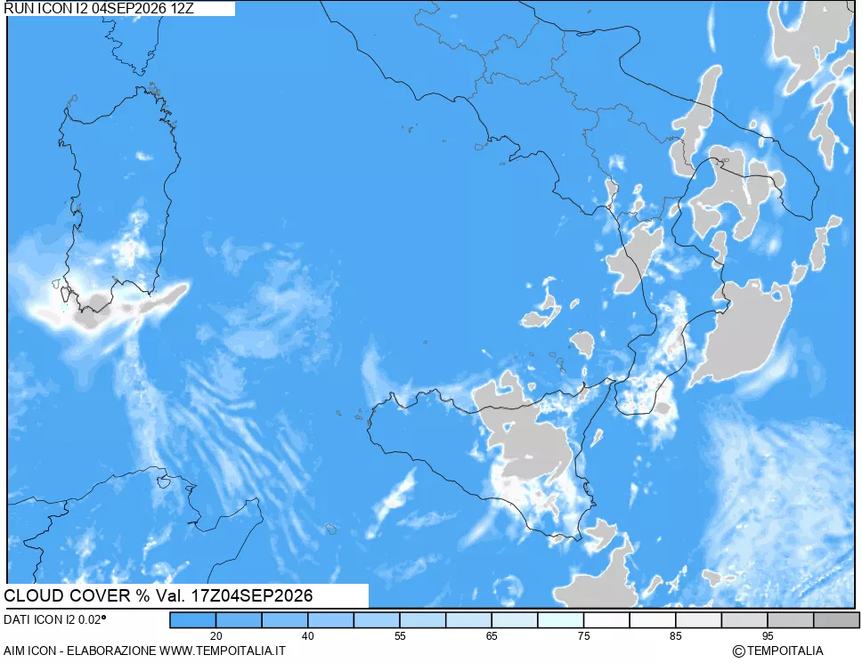 mappa Nuvolosit&agrave; totale