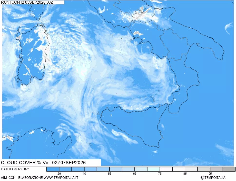 mappa Nuvolosit&agrave; totale