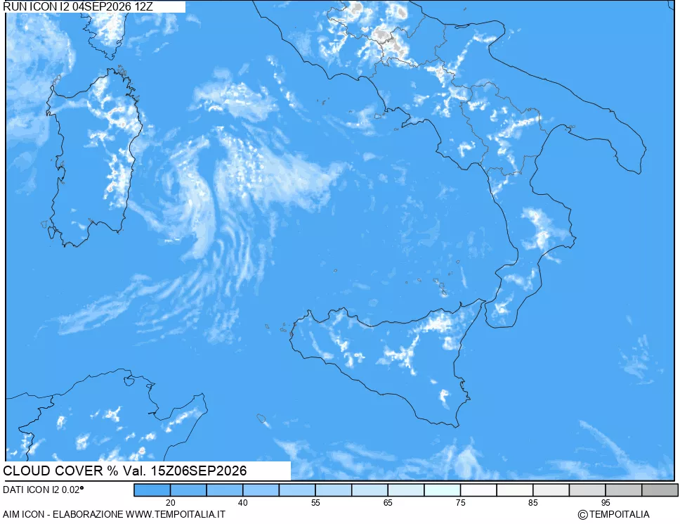 mappa Nuvolosit&agrave; totale