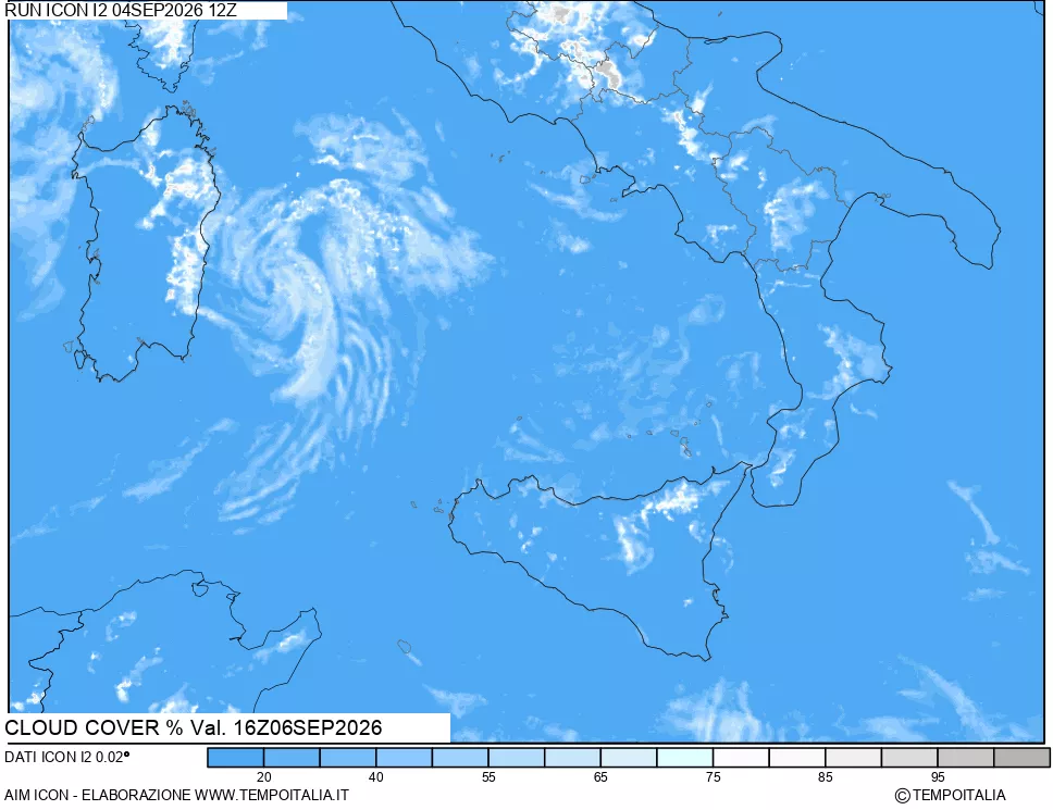 mappa Nuvolosit&agrave; totale