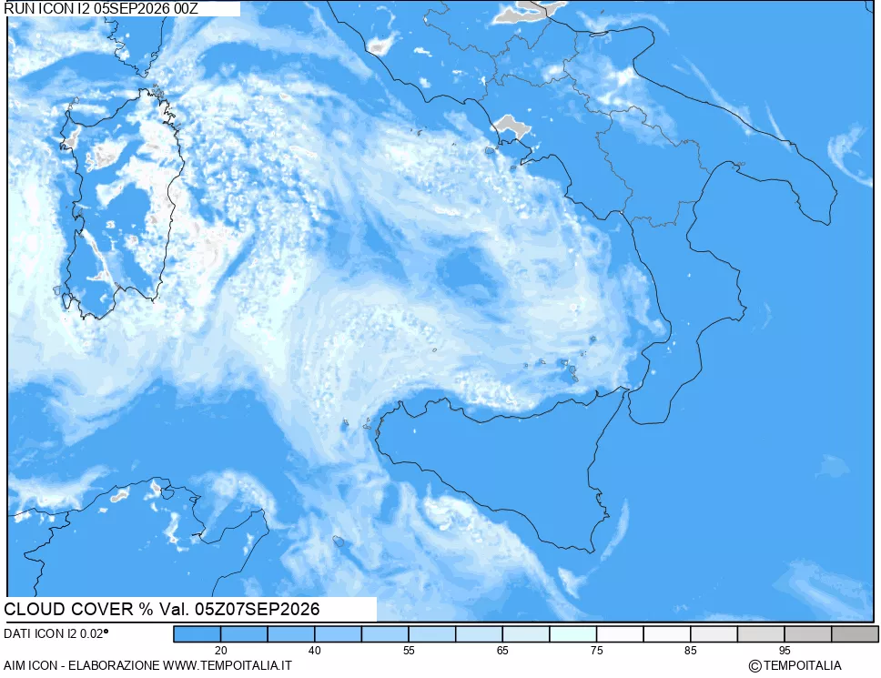 mappa Nuvolosit&agrave; totale