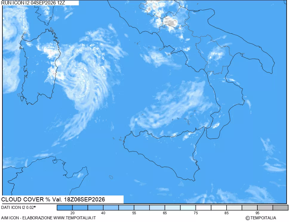 mappa Nuvolosit&agrave; totale