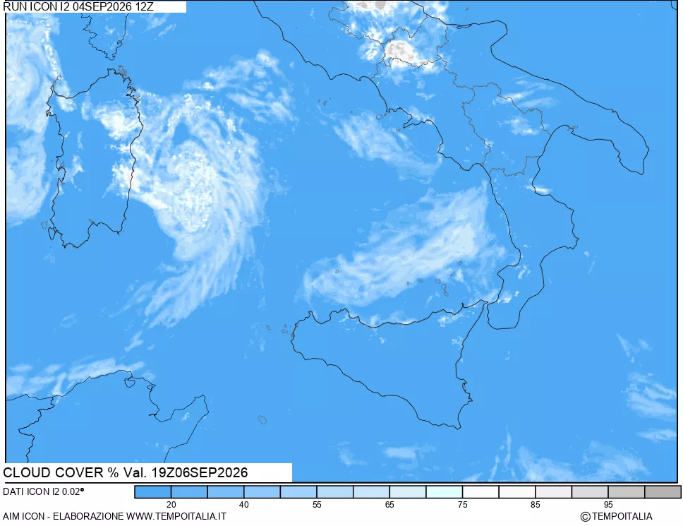 mappa Nuvolosit&agrave; totale
