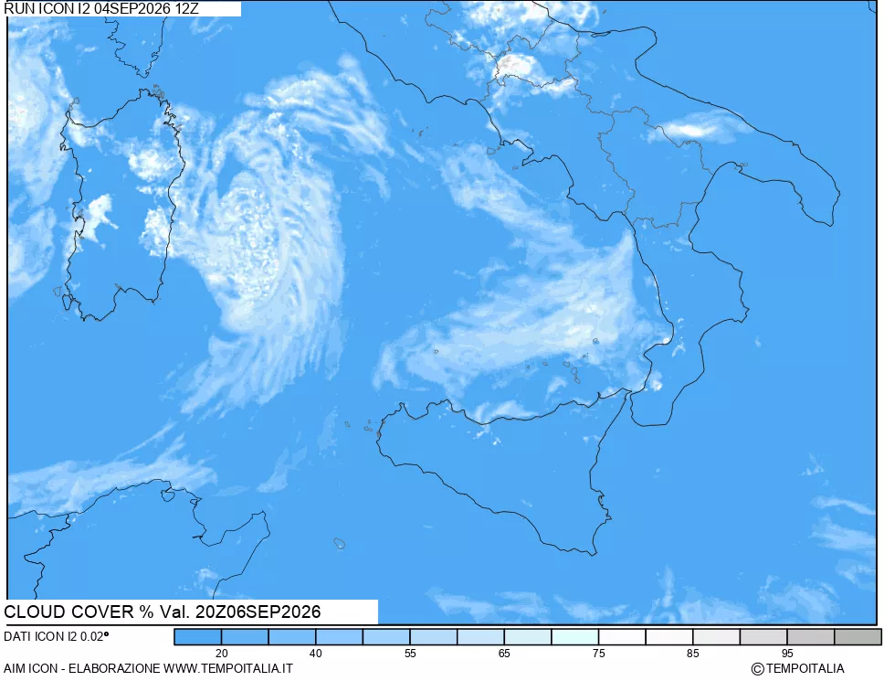 mappa Nuvolosit&agrave; totale