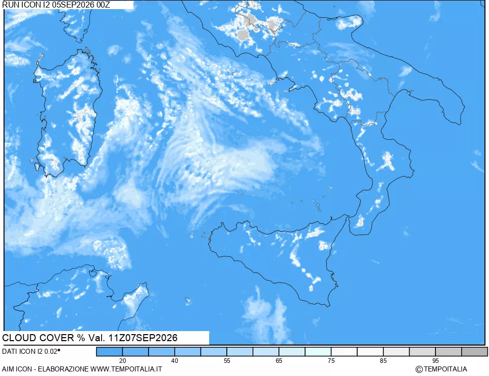 mappa Nuvolosit&agrave; totale