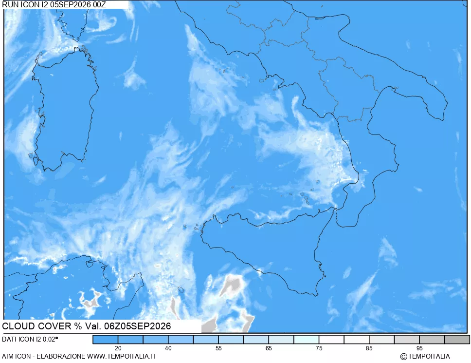 mappa Nuvolosit&agrave; totale