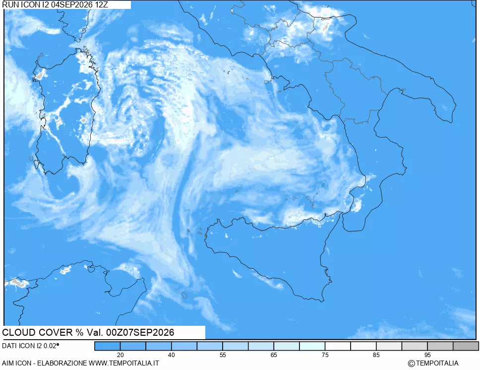 mappa Nuvolosit&agrave; totale