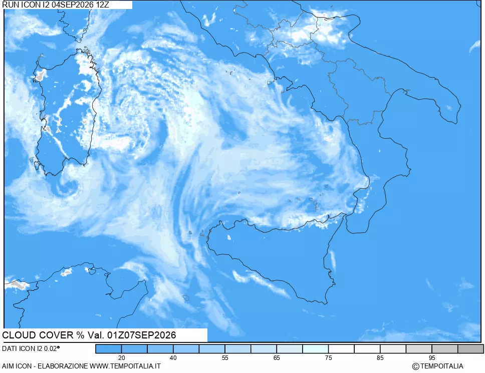 mappa Nuvolosit&agrave; totale