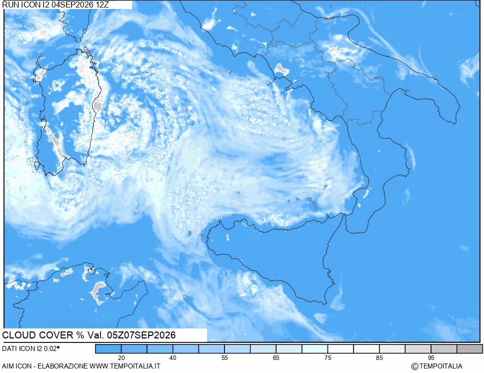 mappa Nuvolosit&agrave; totale