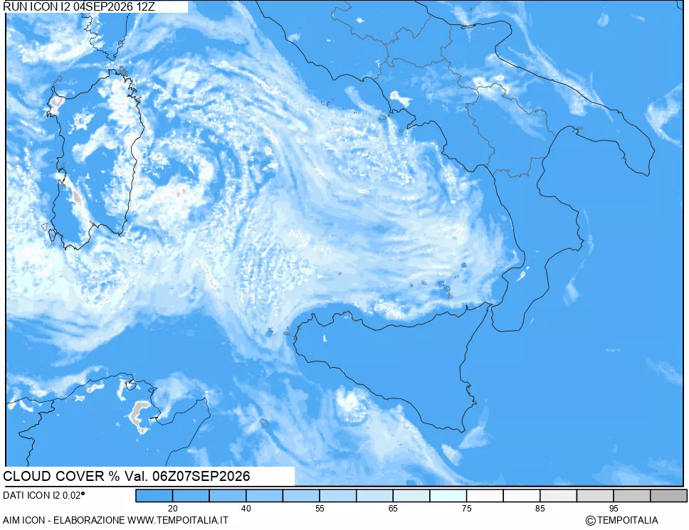 mappa Nuvolosit&agrave; totale