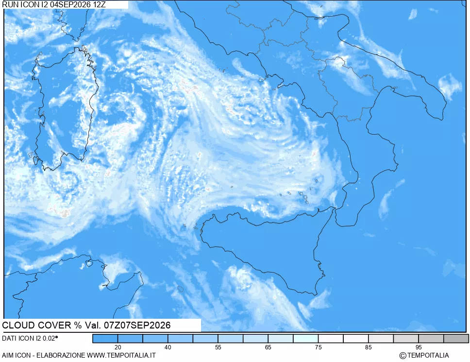 mappa Nuvolosit&agrave; totale