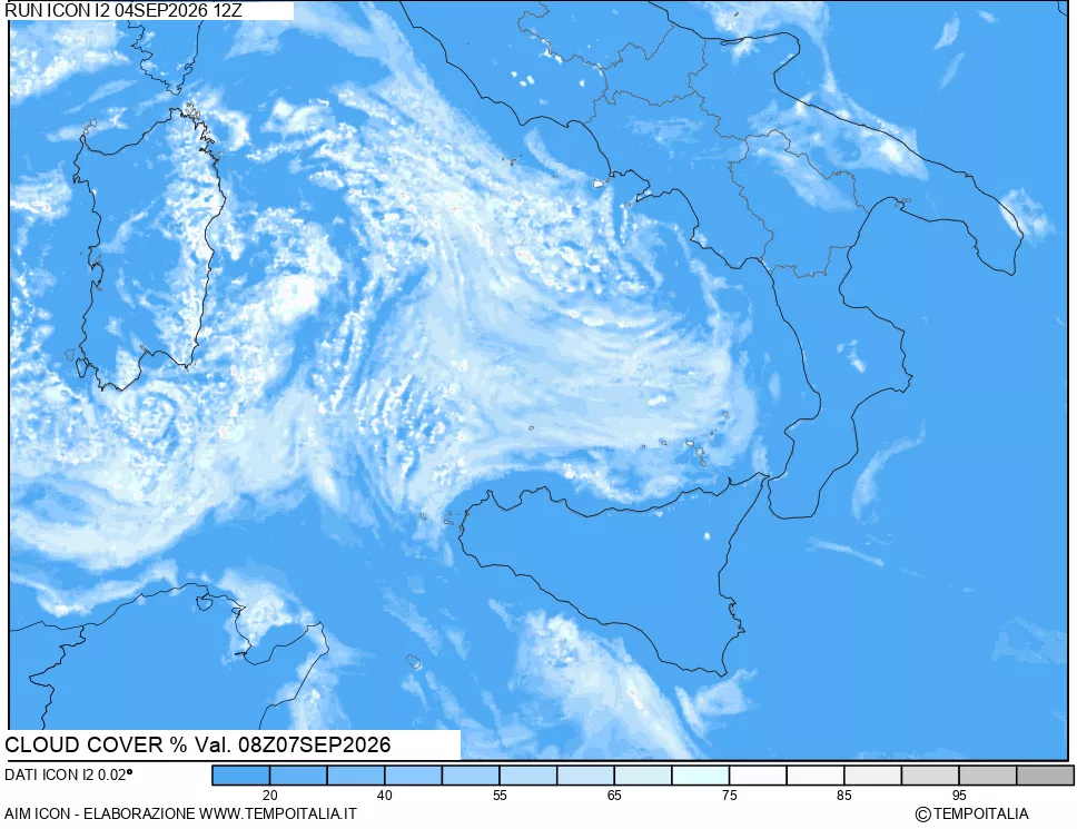 mappa Nuvolosit&agrave; totale