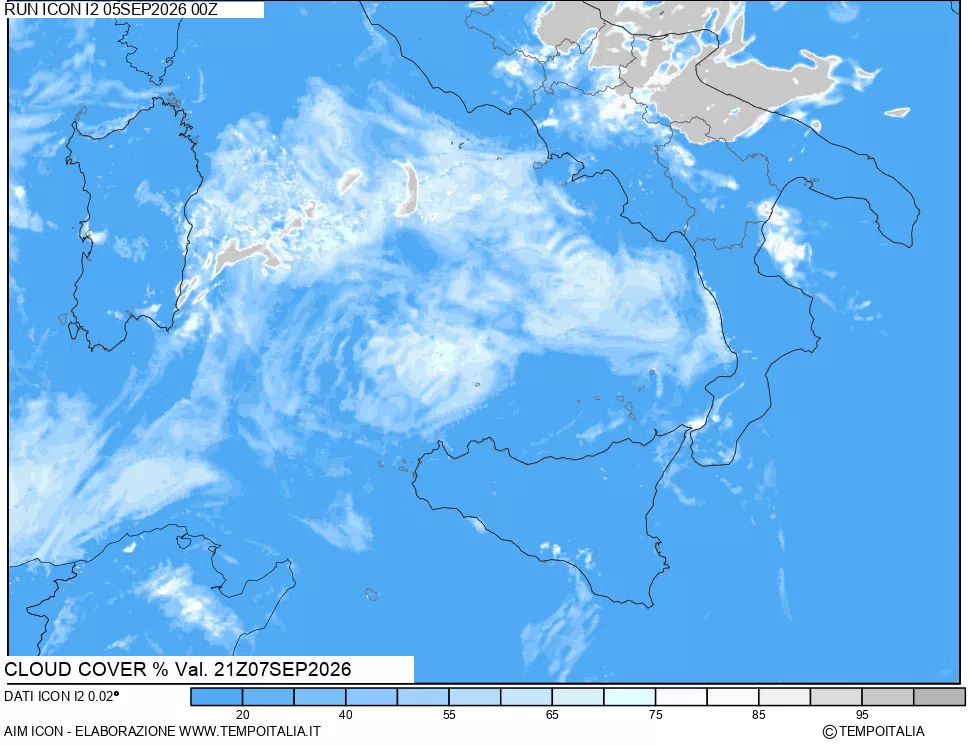 mappa Nuvolosit&agrave; totale