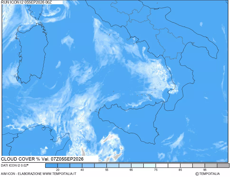 mappa Nuvolosit&agrave; totale