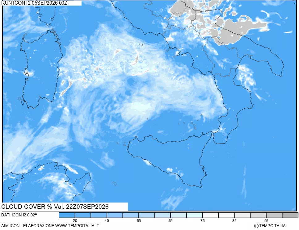 mappa Nuvolosit&agrave; totale
