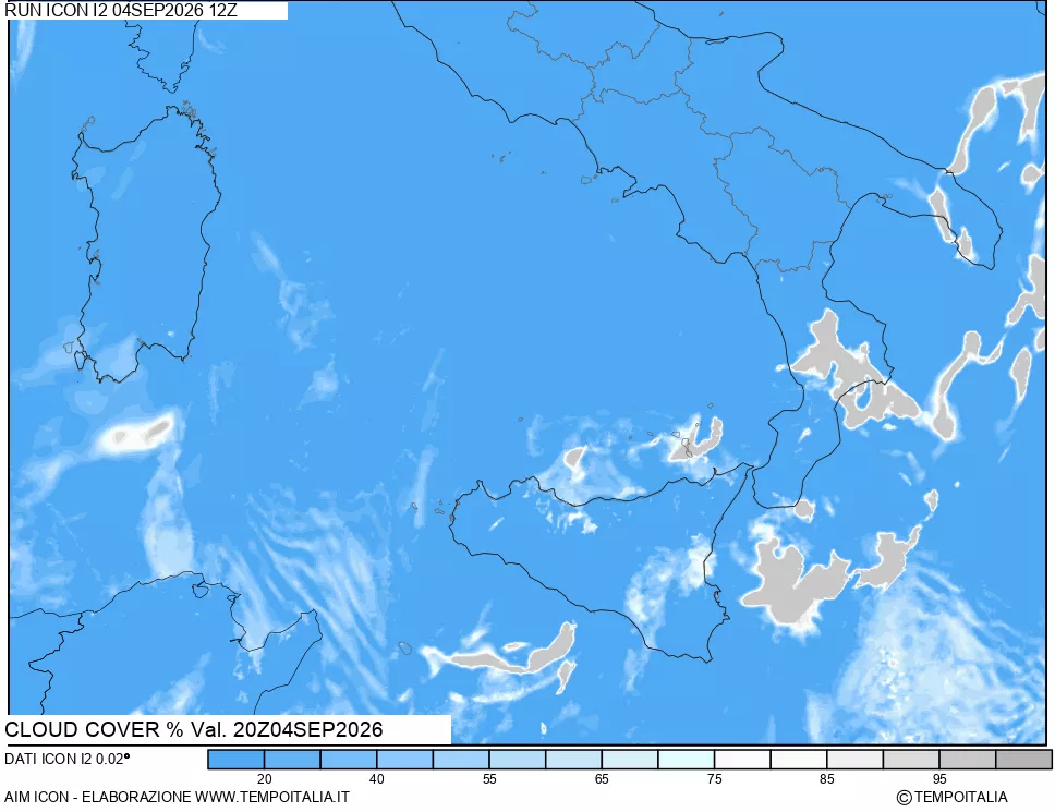 mappa Nuvolosit&agrave; totale