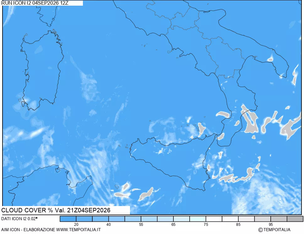 mappa Nuvolosit&agrave; totale