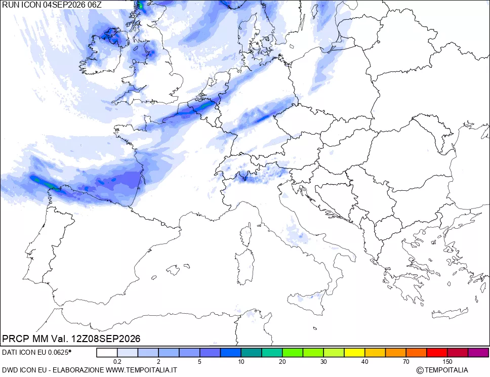 mappa Precipitazioni 24 ore precedenti