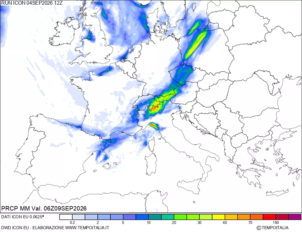 mappa Precipitazioni 24 ore precedenti