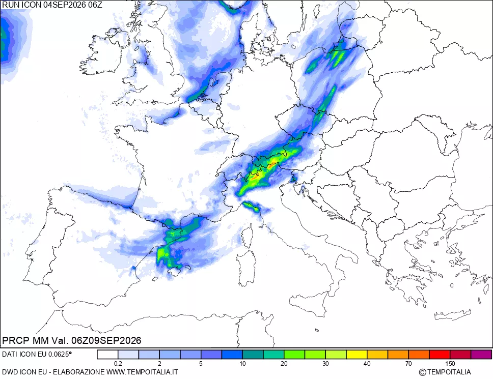 mappa Precipitazioni 24 ore precedenti