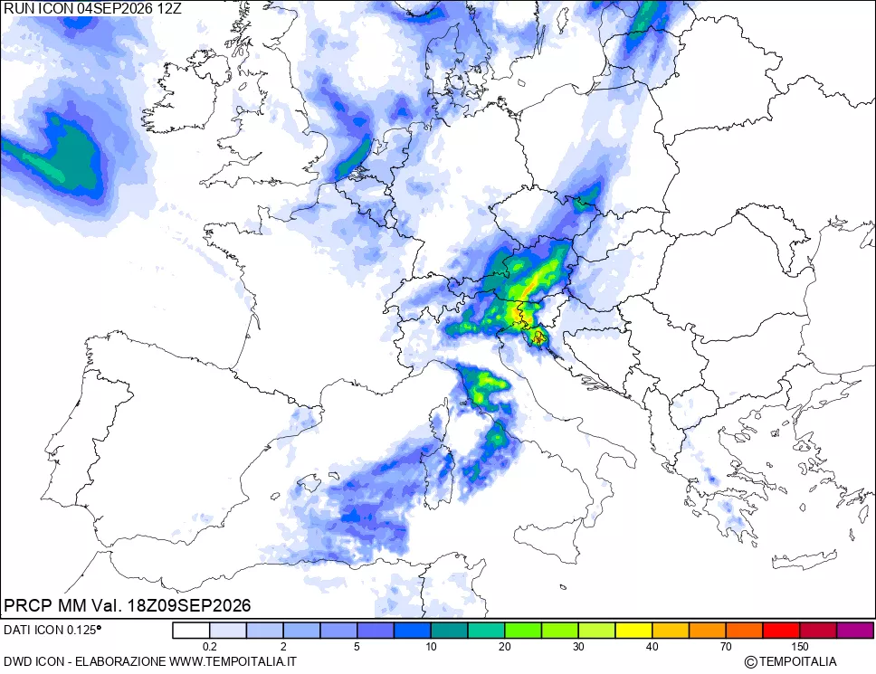 mappa Precipitazioni 24 ore precedenti