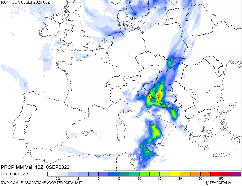 mappa Precipitazioni 24 ore precedenti