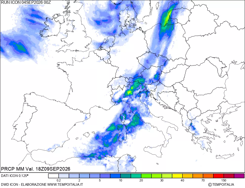 mappa Precipitazioni 24 ore precedenti