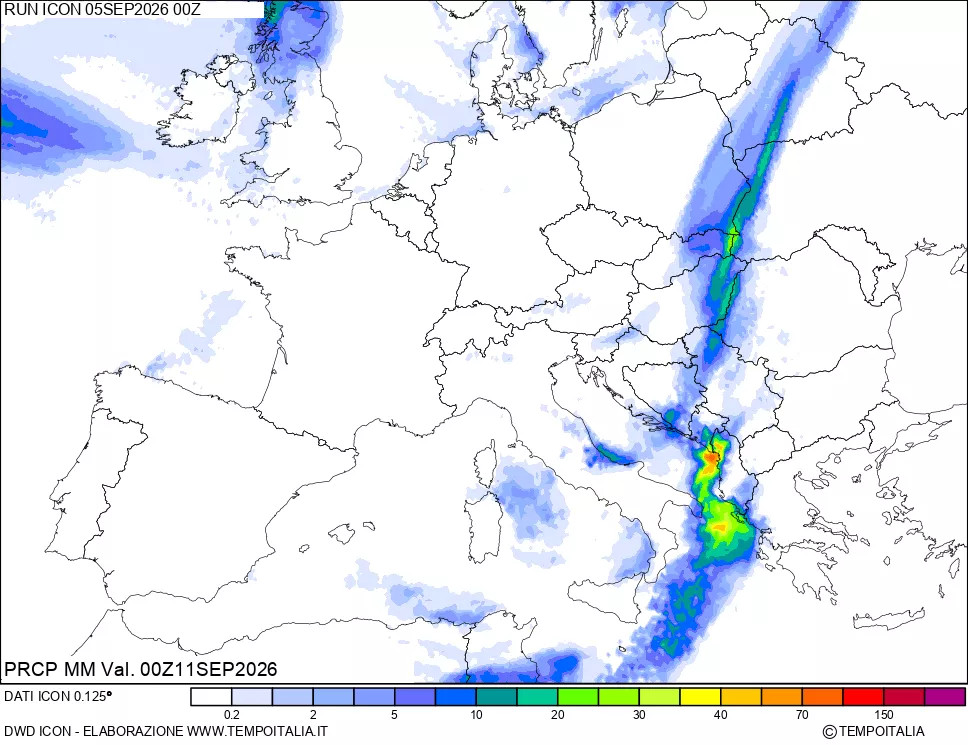 mappa Precipitazioni 24 ore precedenti