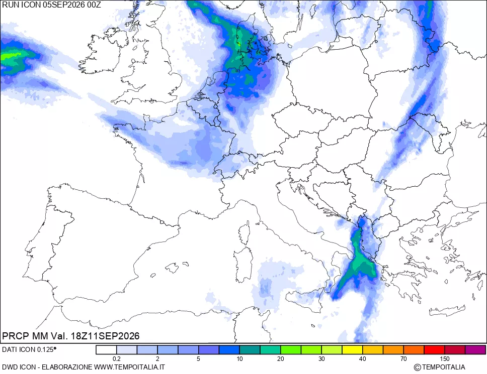 mappa Precipitazioni 24 ore precedenti