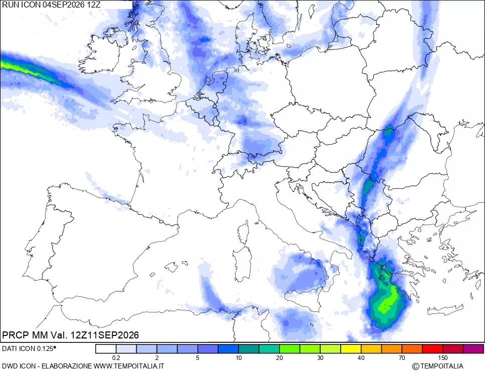 mappa Precipitazioni 24 ore precedenti
