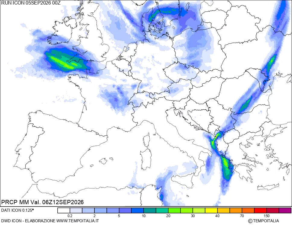 mappa Precipitazioni 24 ore precedenti