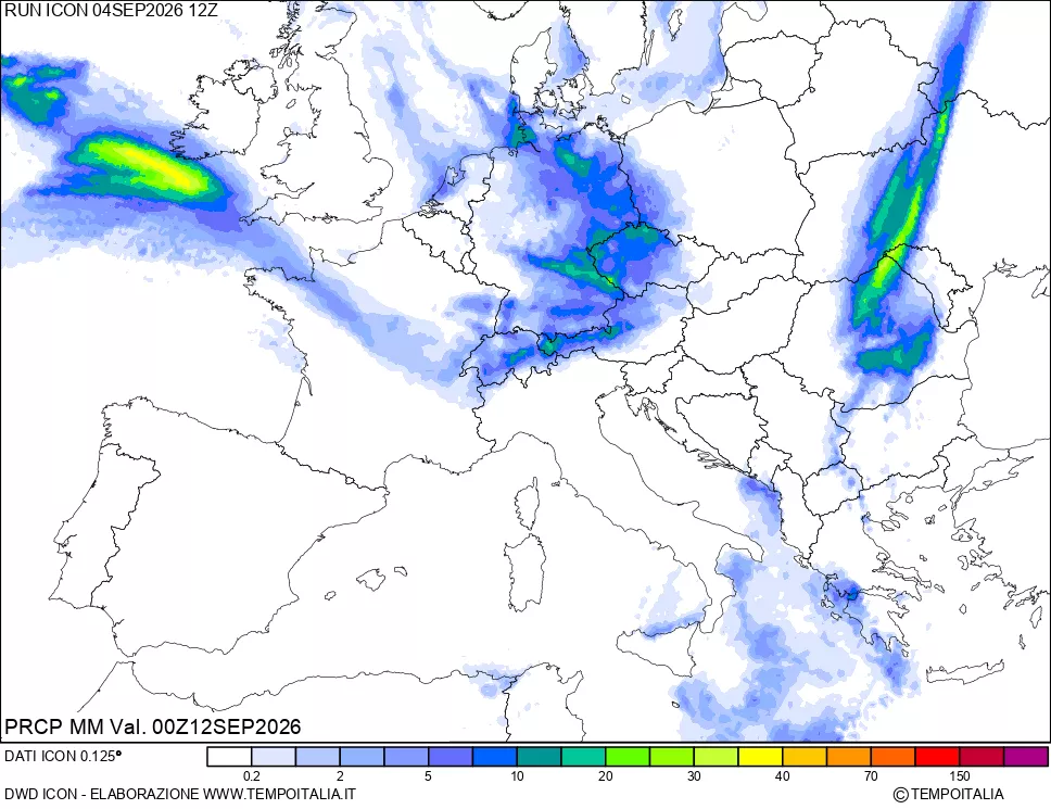 mappa Precipitazioni 24 ore precedenti
