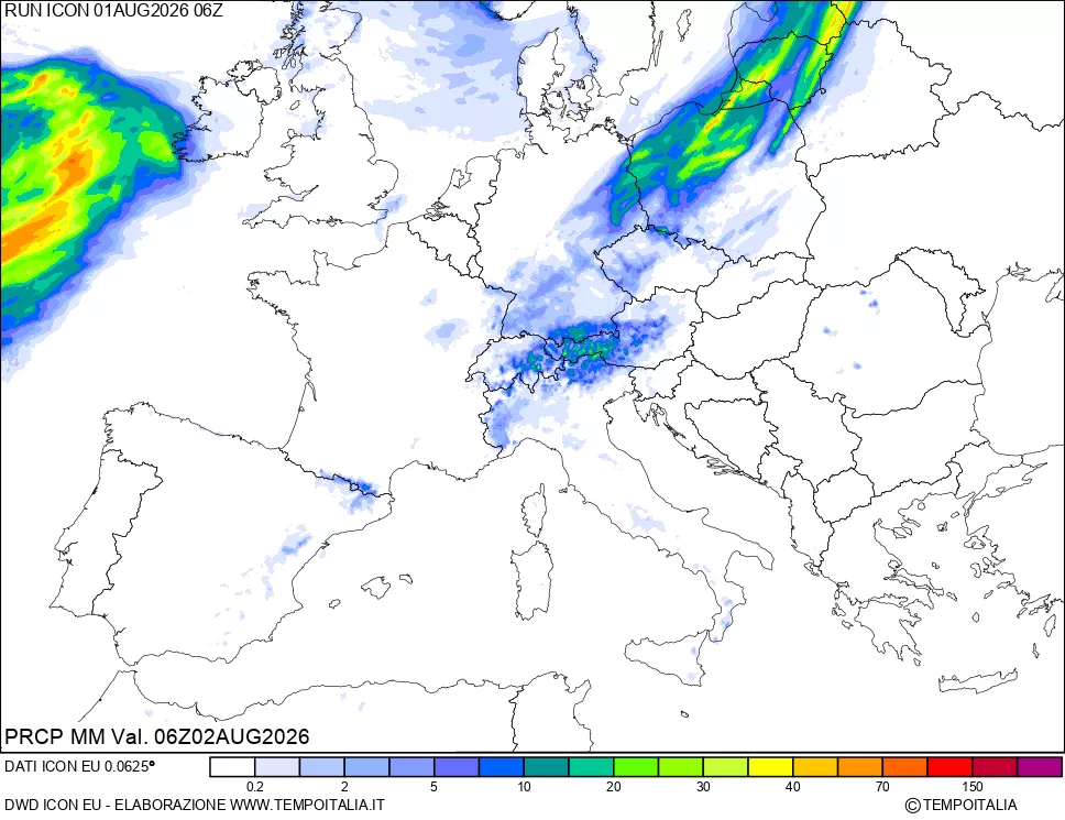 mappa Precipitazioni 24 ore precedenti