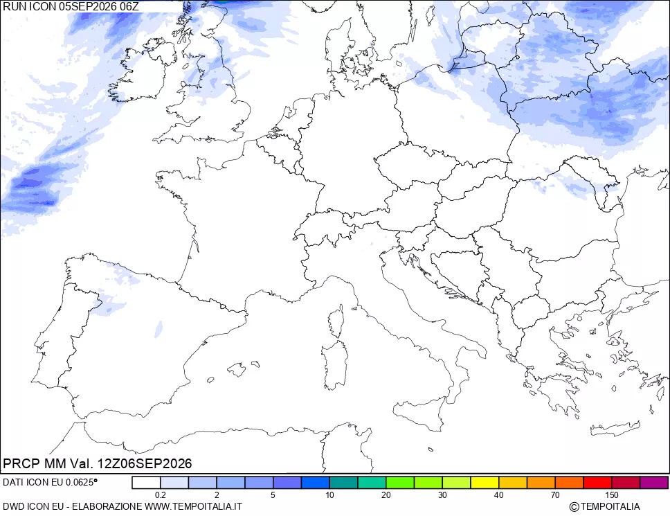 mappa Precipitazioni 24 ore precedenti